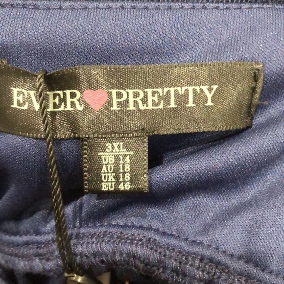 NWT Everpretty Gown Formal Maxi Dress Size 3XL Navy Blue Floral Lace - Picture 8 of 10